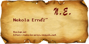 Nekola Ernő névjegykártya